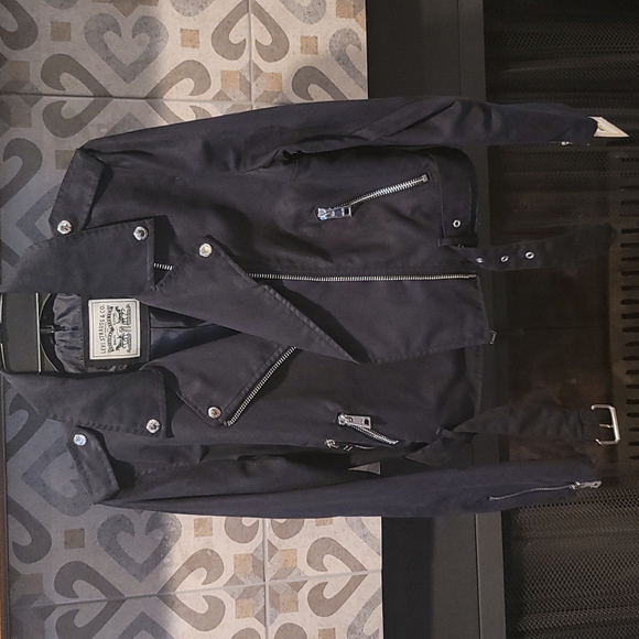 Navy Blue Suede Leather Moto Jacket Size Medium. NWT - Picture 1 of 5